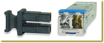 SFP Gigabit Interface Modules. Signamax Small Form-factor Pluggable (SFP) fiber modules come in an array of options supporting Gigabit Ethernet transmission over either multimode or singlemode fiber cable at distances up to 80 kilometers. They adhere to the IEEE 802.3z standards for Gigabit Ethernet fiber connectivity, and are cost-effective methods of providing changeable Gigabit Ethernet fiber optic interfaces to switches and media converters equipped with a standard SFP slot.